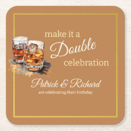 Machen Sie es zu einer doppelten Feier Brown Whisk Rechteckiger Pappuntersetzer