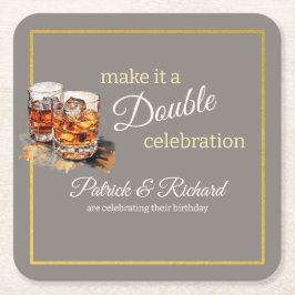 Machen Sie es zu einer doppelten Feier Grau Whiske Rechteckiger Pappuntersetzer