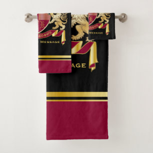 Machen Sie Ihr eigenes Coat aus dem Gold-Löwe-Emb Badhandtuch Set