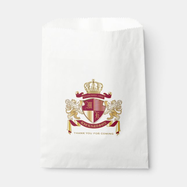Machen Sie Ihr eigenes Coat von Arms Red Gold Löwe Geschenktütchen (Vorderseite)