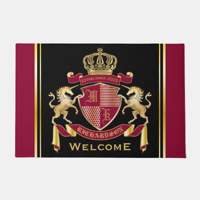 Machen Sie Ihr eigenes Coat von Arms Red Gold Unic Fußmatte (Vorderseite)