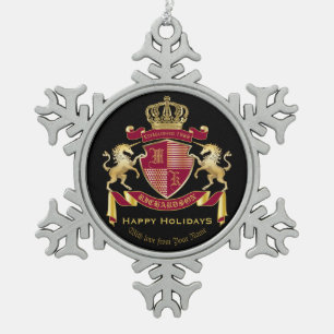 Machen Sie Ihr eigenes Coat von Arms Red Gold Unic Schneeflocken Zinn-Ornament