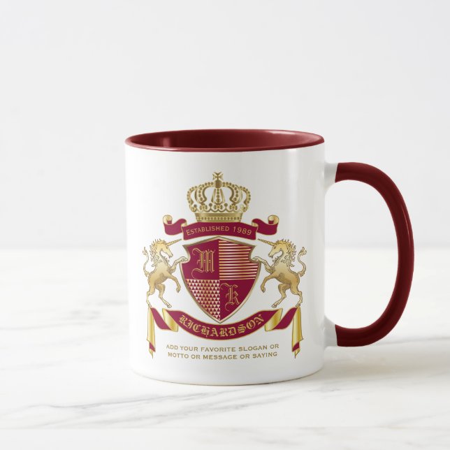 Machen Sie Ihr eigenes Coat von Arms Red Gold Unic Tasse (Rechts)
