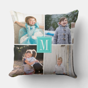 Machen Sie Ihr eigenes Foto Collage und Monogramm Kissen