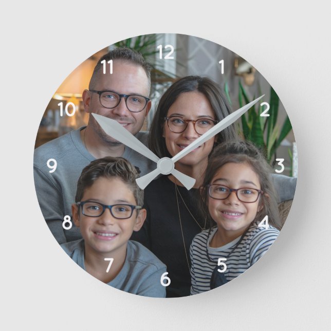 Machen Sie Ihr eigenes Foto Personalisiert Runde Wanduhr (Vorderseite)