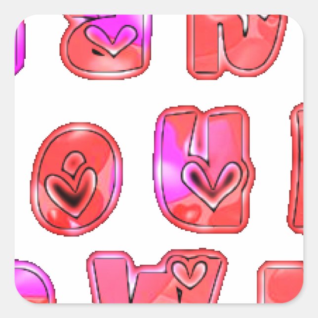 Machen Sie Ihr eigenes Herz Art Print Design Quadratischer Aufkleber (Vorderseite)