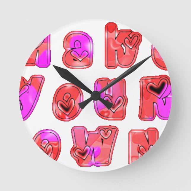 Machen Sie Ihr eigenes Herz Art Print Design Runde Wanduhr (Vorderseite)