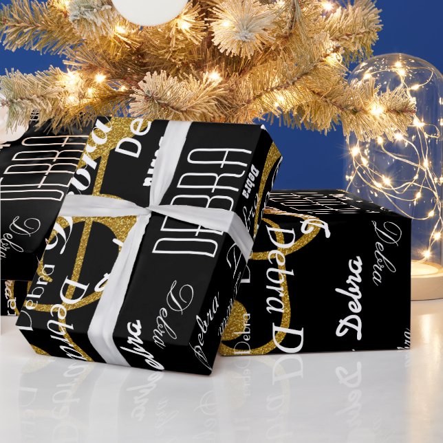 machen Sie Ihr eigenes Namensmuster . Glitzer musi Geschenkpapier (Feiertage)