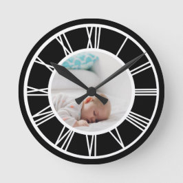 Machen Sie Ihr Foto Personalisiert römische Zahlen Runde Wanduhr