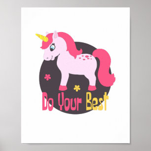 Machen Sie Ihre besten Kawaii Niedlich rosa Einhor Poster