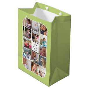 Machen Sie Ihre eigene Foto-Collage, monogramm hel Mittlere Geschenktüte