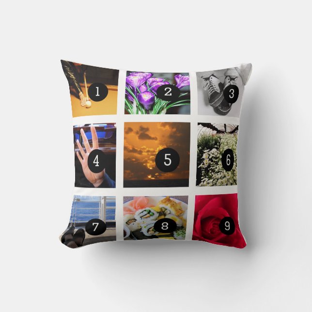 Machen Sie Ihre eigene Fotocollage mit 9 Bildern Kissen (Vorderseite)