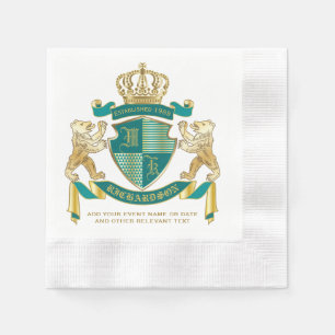 Machen Sie Ihre eigene Wappen Aquamarinen Goldbär Serviette