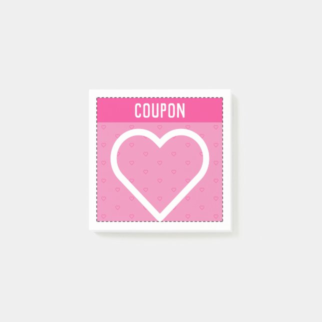 Machen Sie Ihre eigenen Coupons | Rosa Herzen Post-it Klebezettel (Vorderseite)