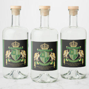 Machen Sie Ihren eigenen Coat des Arms Green Gold  Alkoholflaschenetikett