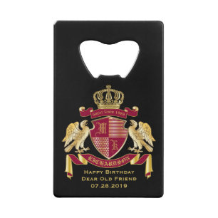 Machen Sie Ihren eigenen Coat des Arms Red Gold Ad Geldbeutel Flaschenöffner