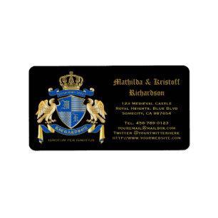 Machen Sie Ihren eigenen Coat von Arms Blue Gold A Adressaufkleber