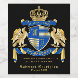 Machen Sie Ihren eigenen Coat von Arms Blue Gold A Weinetikett