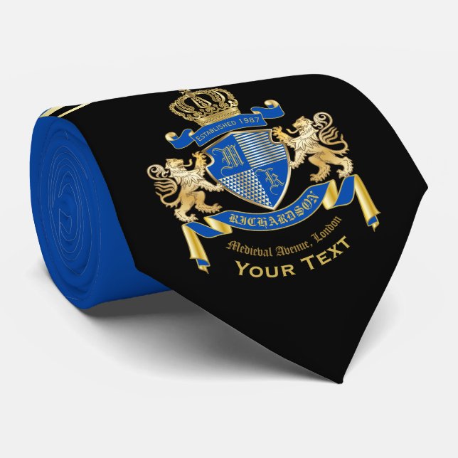 Machen Sie Ihren eigenen Coat von Arms Blue Gold L Krawatte (Gerollt)