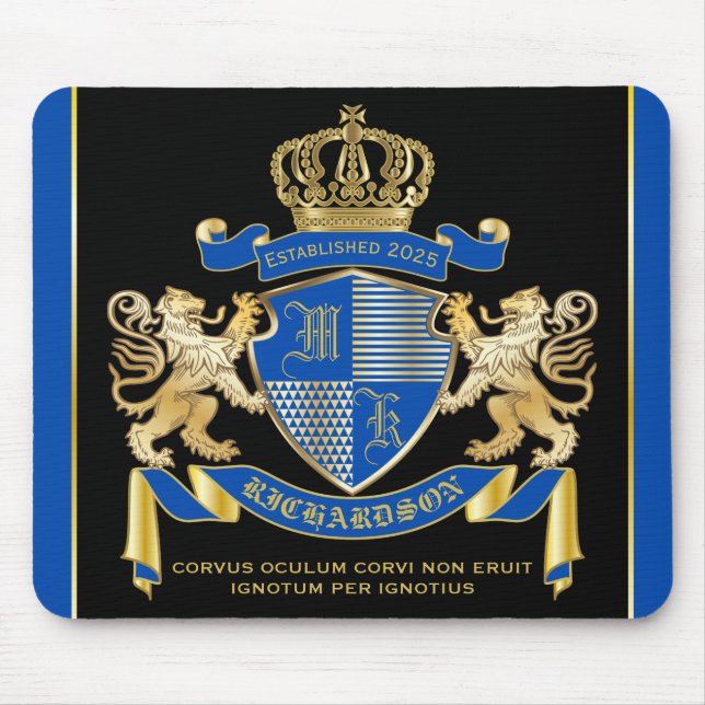 Machen Sie Ihren eigenen Coat von Arms Blue Gold L Mousepad (Vorne)