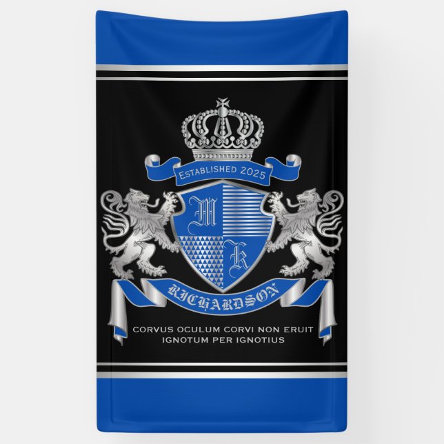 Machen Sie Ihren eigenen Coat von Arms Blue Silver Banner (Vertikal)