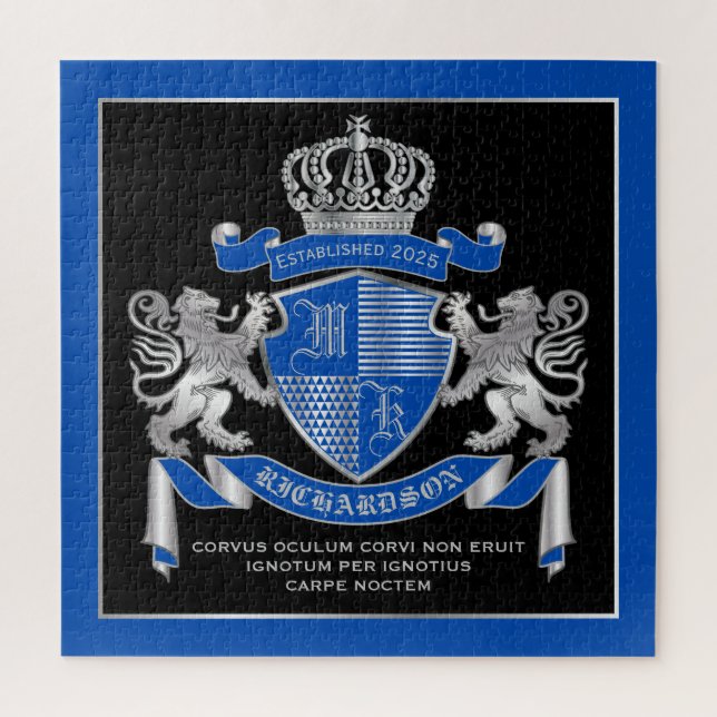 Machen Sie Ihren eigenen Coat von Arms Blue Silver Puzzle (Vertikal)
