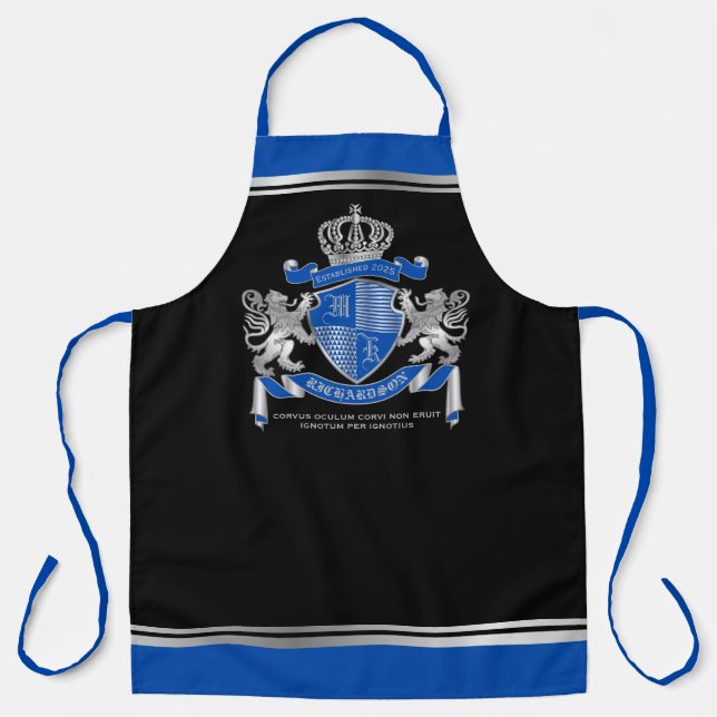 Machen Sie Ihren eigenen Coat von Arms Blue Silver Schürze (Vorderseite)