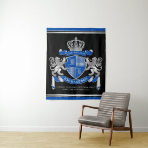 Machen Sie Ihren eigenen Coat von Arms Blue Silver Wandteppich