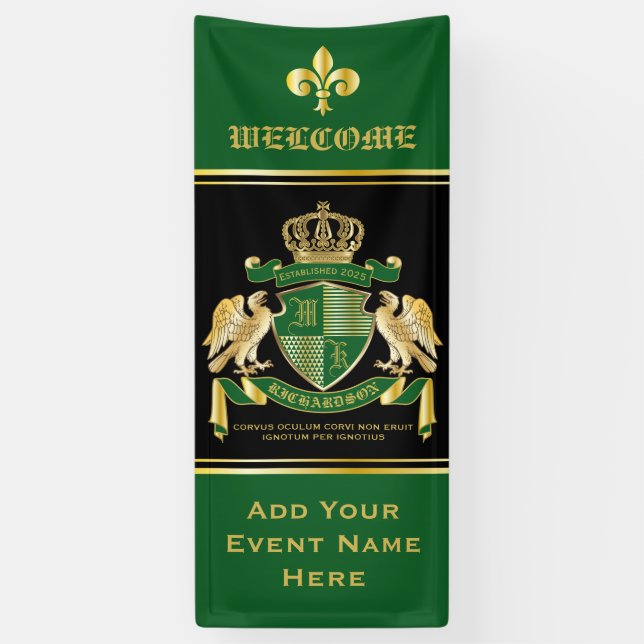 Machen Sie Ihren eigenen Coat von Arms Green Gold  Banner (Vertikal)