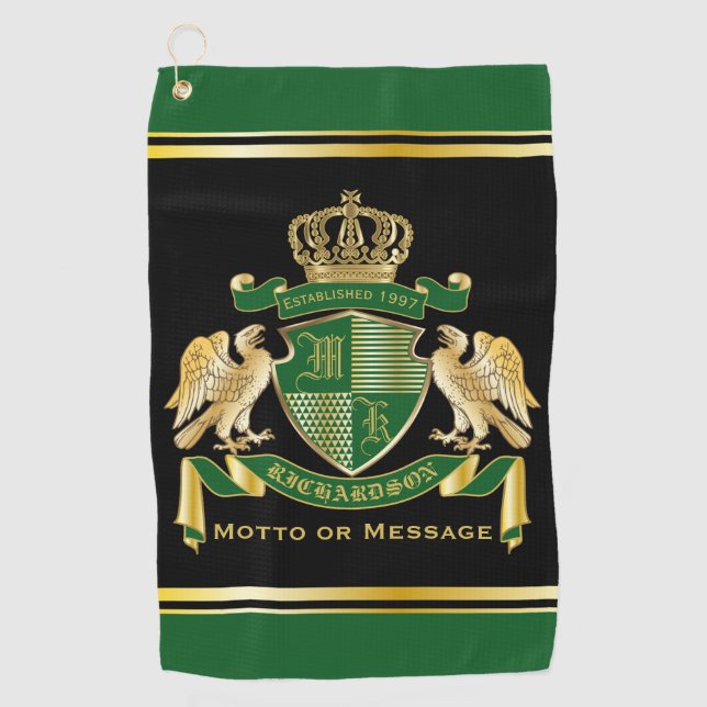 Machen Sie Ihren eigenen Coat von Arms Green Gold  Golfhandtuch (Vorderseite)