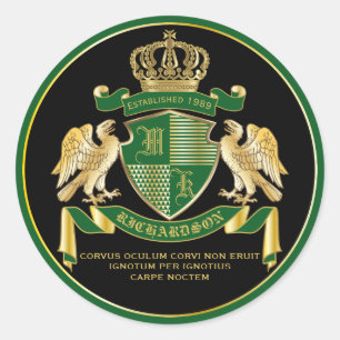 Machen Sie Ihren eigenen Coat von Arms Green Gold Runder Aufkleber