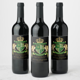 Machen Sie Ihren eigenen Coat von Arms Green Gold Weinetikett