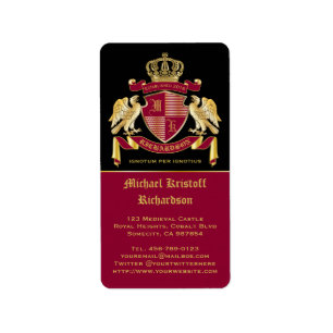 Machen Sie Ihren eigenen Coat von Arms Red Gold Ad Adressaufkleber