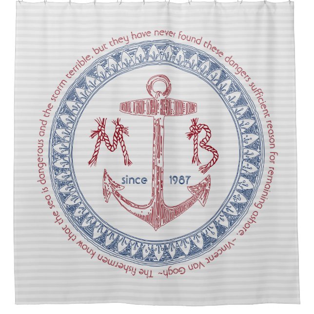 Machen Sie Ihren eigenen Vintagen Anker Duschvorhang (Vorderseite)