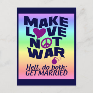 Machen Sie Liebe-nicht Kriegsgewohnheitspostkarte Postkarte
