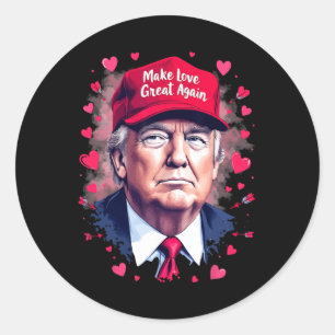 Machen Sie Liebe wieder zum Funny Trump Valentinst Runder Aufkleber