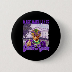 Machen Sie Mardi Gras wieder groß Trump Beads Mask Button