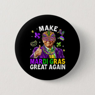 Machen Sie Mardi Gras wieder groß Trump Beads Mask Button
