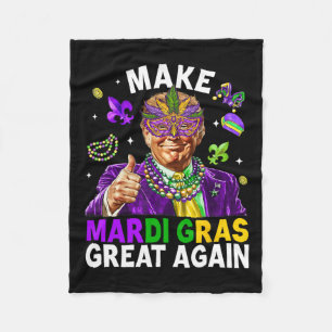 Machen Sie Mardi Gras wieder groß Trump Beads Mask Fleecedecke