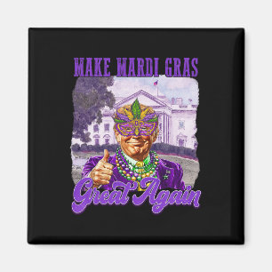 Machen Sie Mardi Gras wieder groß Trump Beads Mask Magnet