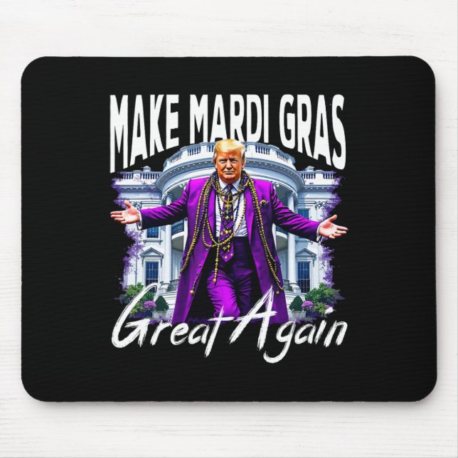 Machen Sie Mardi Gras wieder groß Trump Beads Mask Mousepad (Vorne)