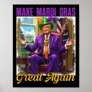 Machen Sie Mardi Gras wieder groß Trump Beads Mask Poster