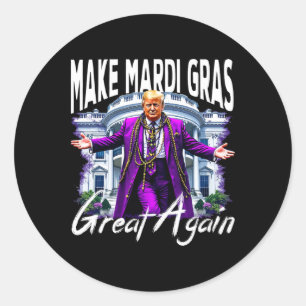 Machen Sie Mardi Gras wieder groß Trump Beads Mask Runder Aufkleber