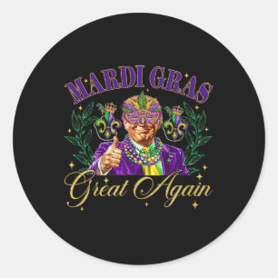 Machen Sie Mardi Gras wieder groß Trump Beads Mask Runder Aufkleber