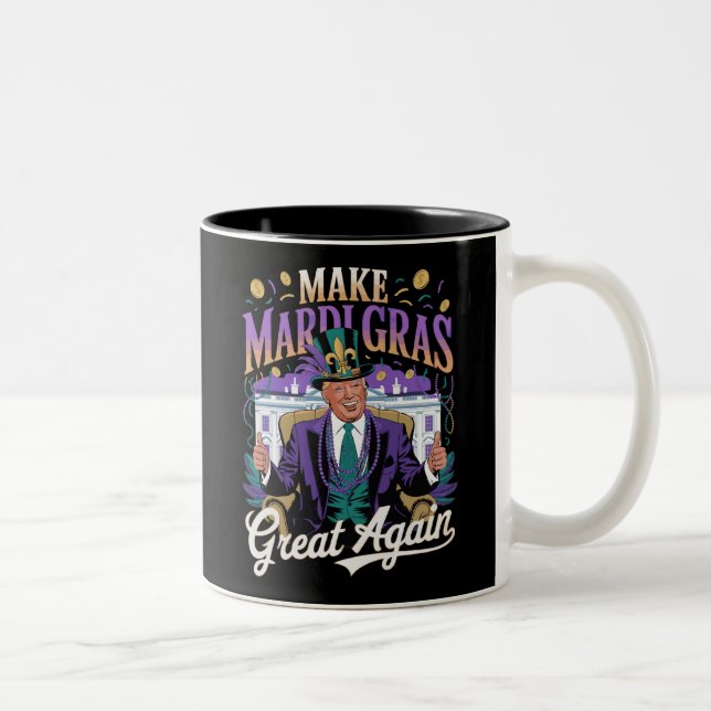Machen Sie Mardi Gras wieder zum Party Zweifarbige Tasse (Rechts)