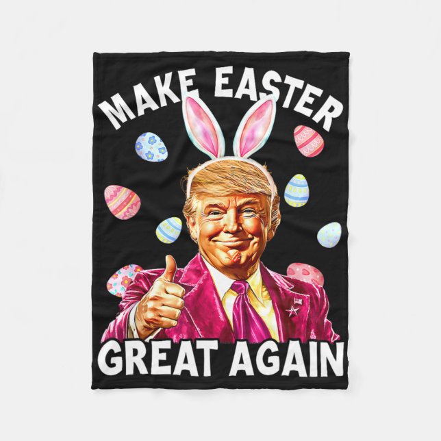 Machen Sie Ostern wieder groß Bunny Spring Jäger Fleecedecke (Vorderseite)