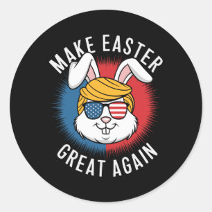 Machen Sie Ostern wieder groß Jagd Eier Rabbit Ame Runder Aufkleber