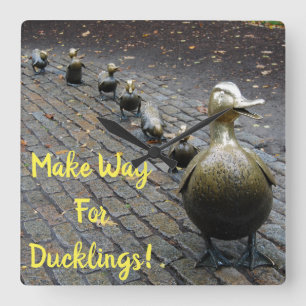 Machen Sie Platz für Ducklings! Quadratische Wanduhr
