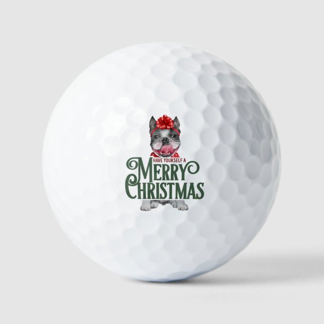 Machen Sie sich frohe Weihnachten mit dem französi Golfball (Vorderseite)