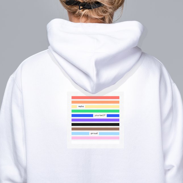 Machen Sie sich stolz Regenbogen-Redaktion Pride 2 Hoodie (make yourself proud rainbow redaction poem Pride hoodie by Renate Kriegler - worldwide delivery)